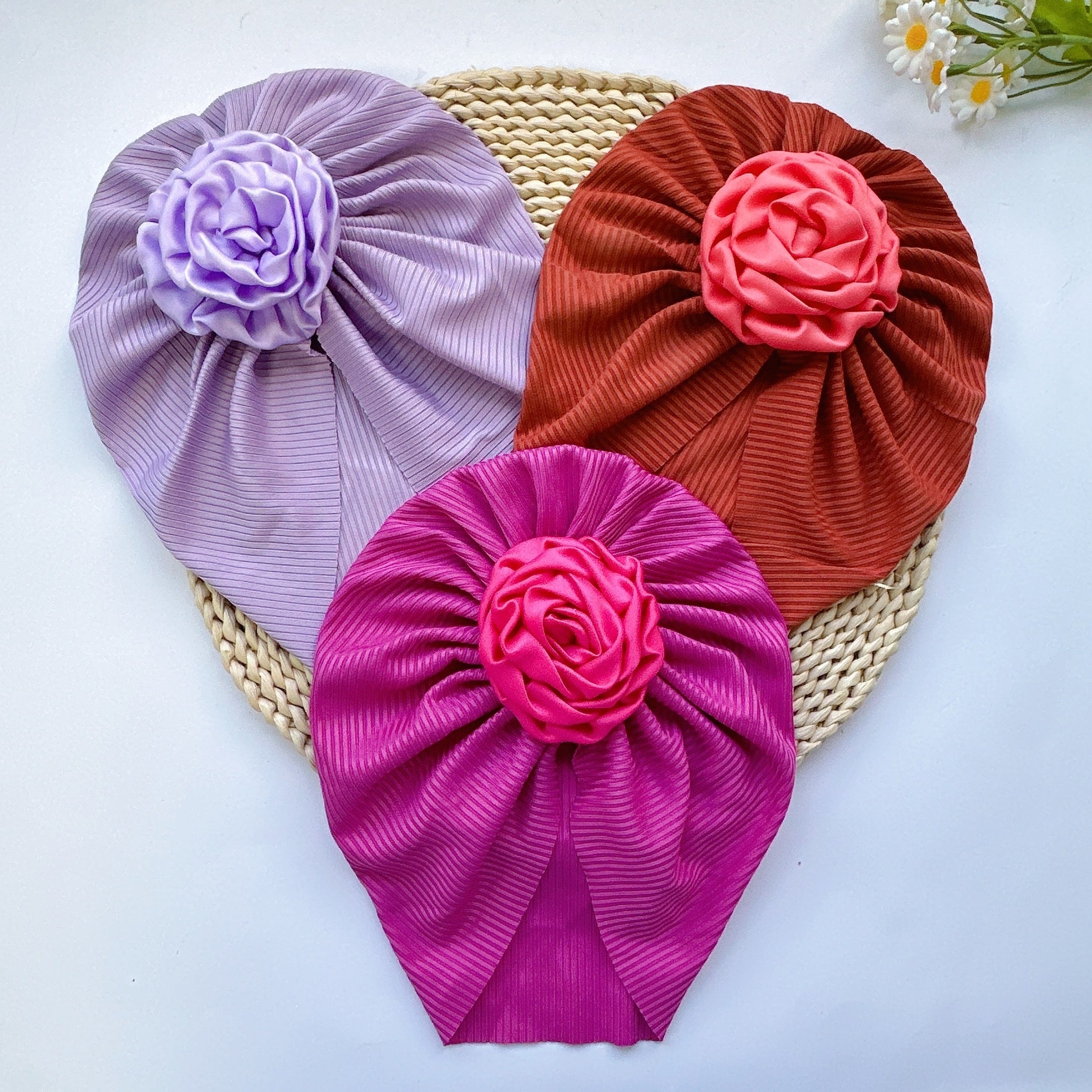 Soft Elastic Strip Flower Baby Hat For Girl
