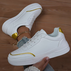 Flat Faux Leather Sneakers Wear Resistant Non Slip Shoes