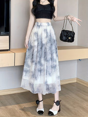 Tie Dye Pleated Skirts High Waist - Women's Clothing