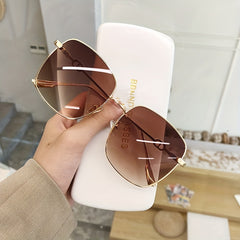 Square Frame Sunglasses Big Face Slimming Shades Men's And Women's