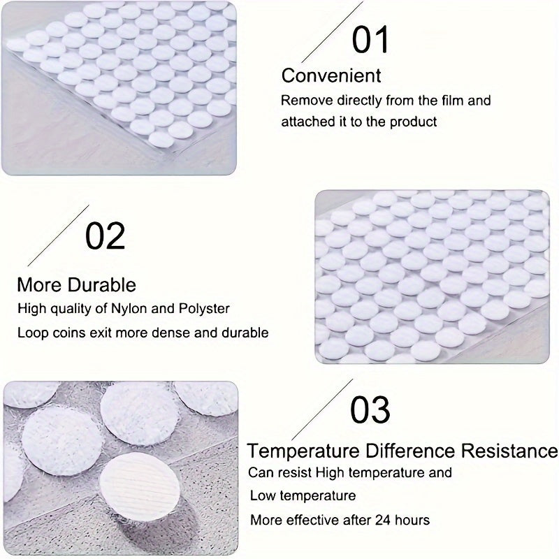 216pcs 108 Pairs Adhesive Hook And Loop Point 0.39inch Nylon Support Coin