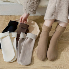 5 Pairs Plush Lined Cozy Mid Tube Socks Women's Stockings