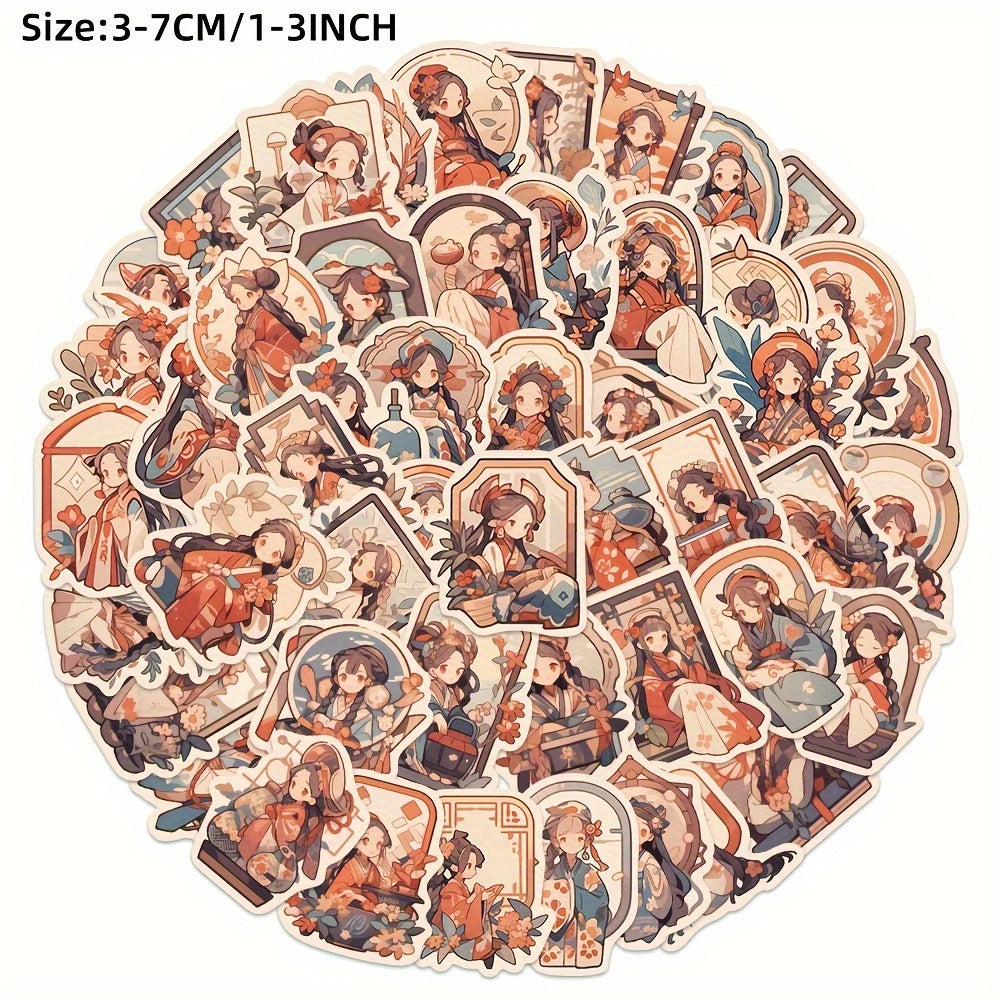 50pcs Kimono Beauty Graffiti Stickers for Laptop Helmet Water Cup Decoration