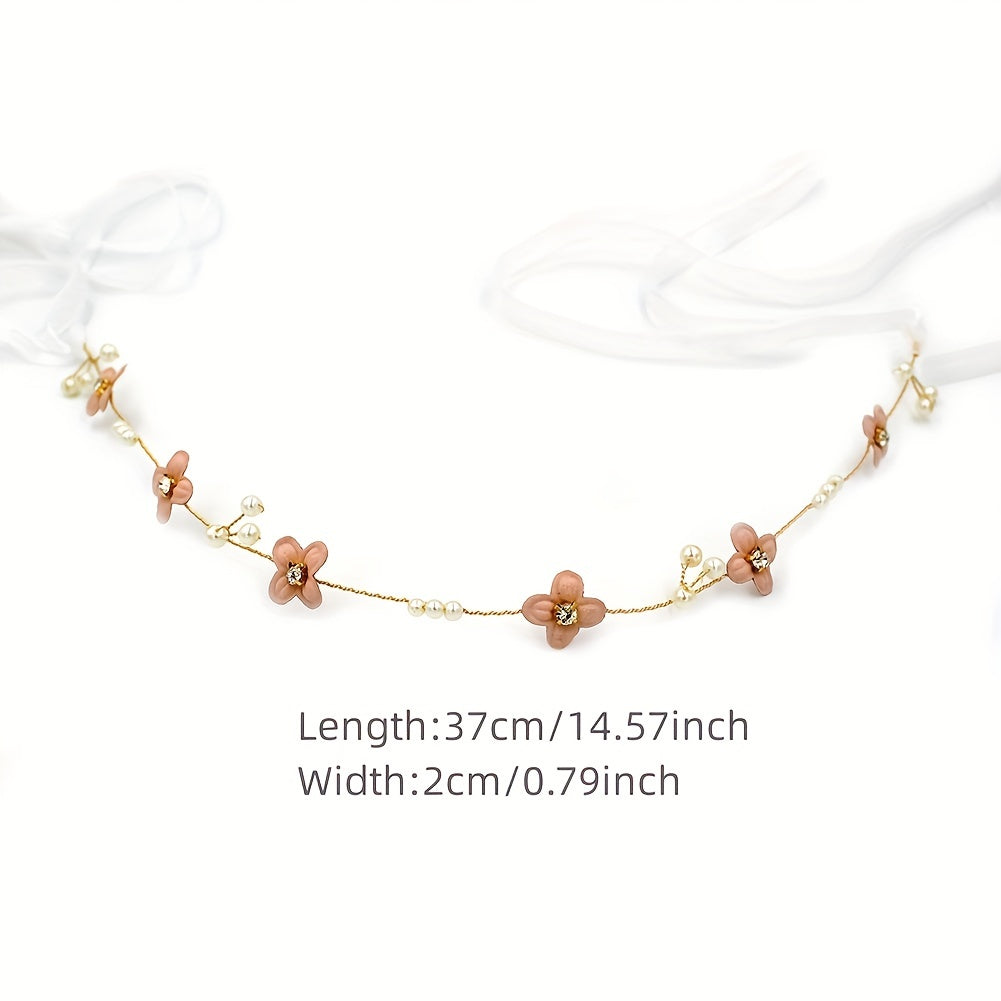 Rhinestone Flower Pearl Head Piece Bridal Wedding Hair Accessory