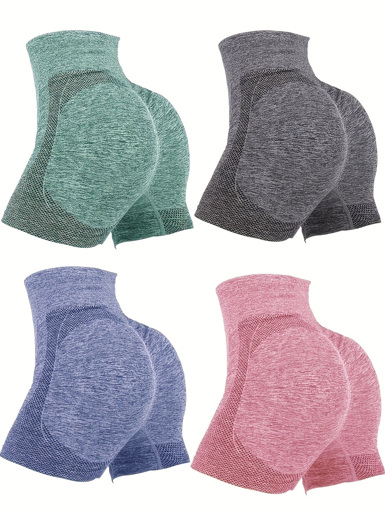 4-Pack High Waist Butt Lifting Workout Shorts for Women