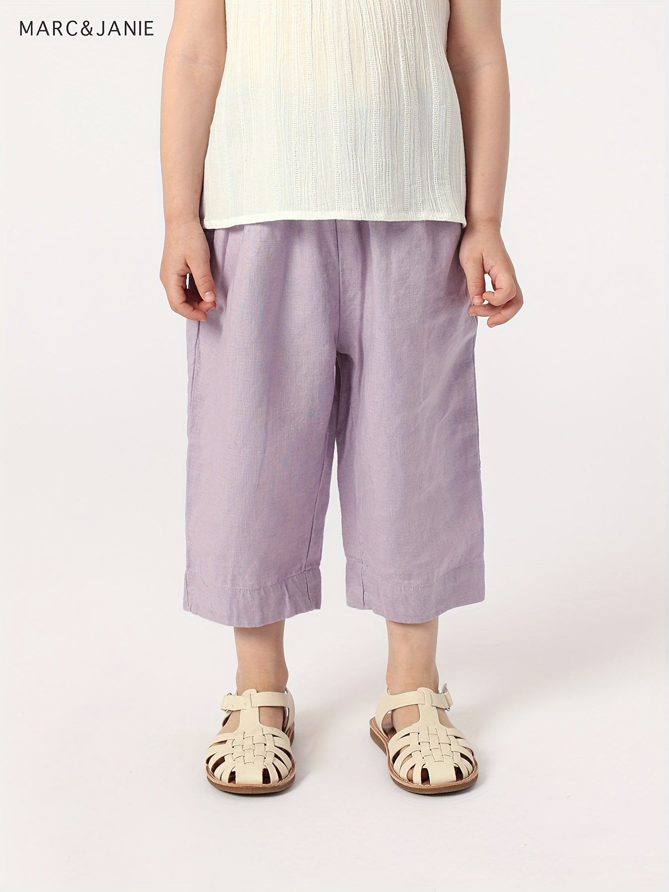Girls Summer Elastic Linen Pants Assorted Colors Kids Lace Waist