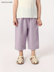 Girls Summer Elastic Linen Pants Assorted Colors Kids Lace Waist