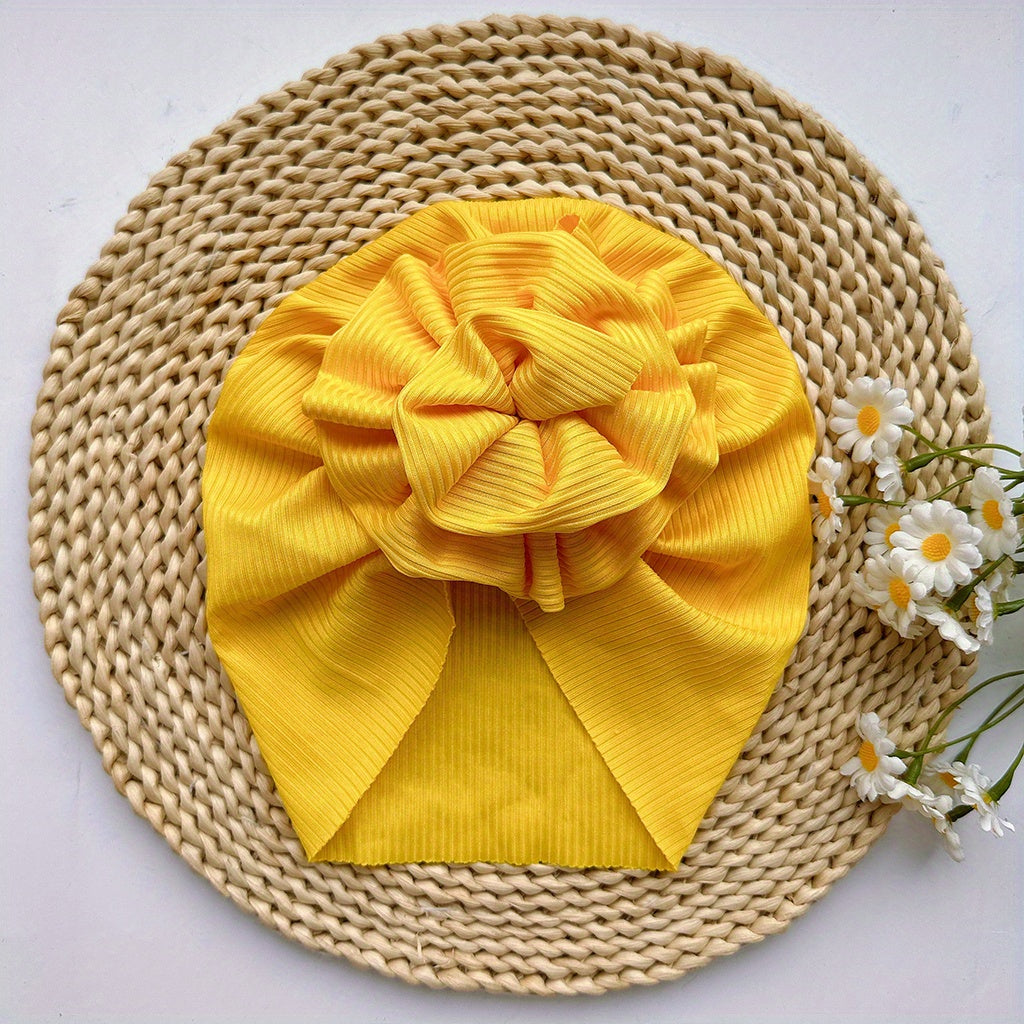 Yellow Baby Spring Summer Thin Headband Soft Big Flower Baby Hat