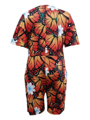 Casual Romper Women's Short Sleeve V Neck Romper