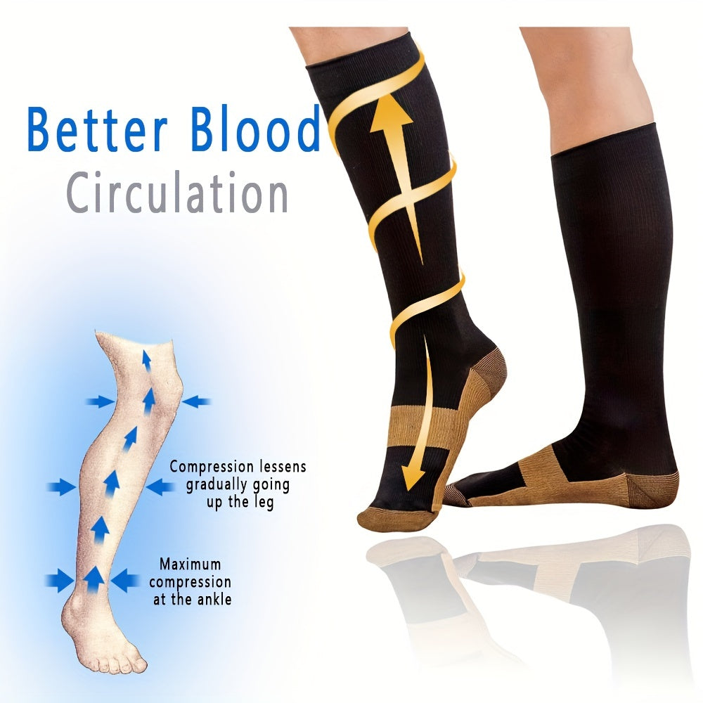 Copper Compression Socks for Men Women 20-30 mmHg Knee High Stockings