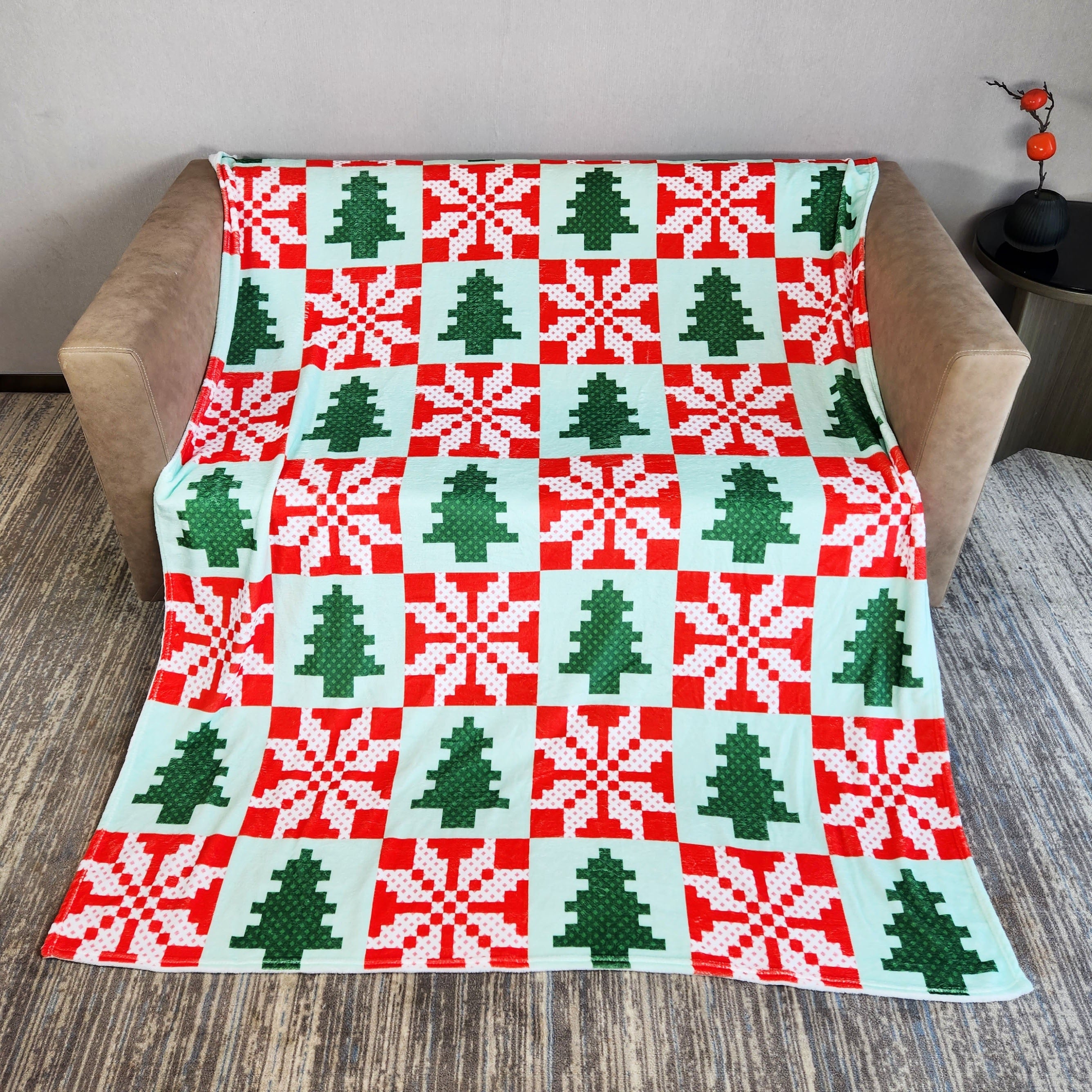 Cozy Christmas Pattern Blanket for Camping & Home Use