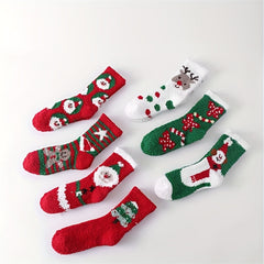 7 Pairs Christmas Fuzzy Socks Comfy & Warm Mid Tube Women's Stockings