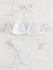 Striped Texture High Cut Two Piece Swimsuit Women's Swimwear