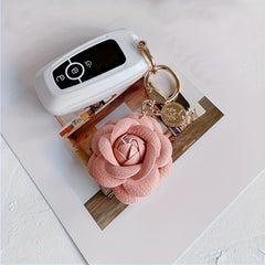 Faux Leather Camellia Car Keychain for Backpack