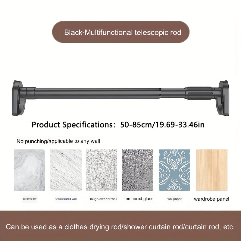 Telescopic Shower Curtain Rod Drying Roman Support Rod