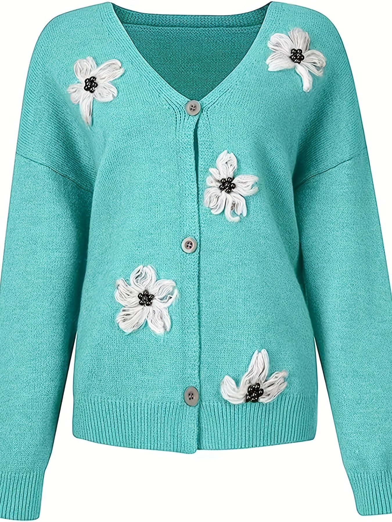 Flower Pattern Button Front Cardigan for Women