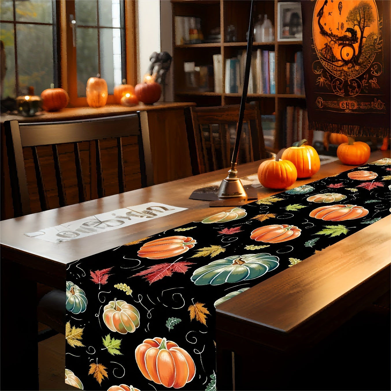 Halloween Pumpkin Table Runner Horror Theme Table Cover