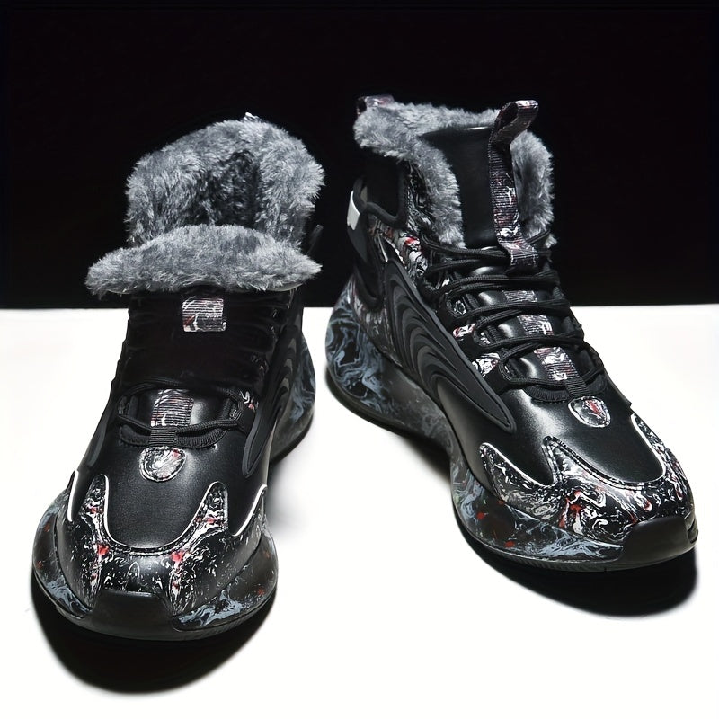 Men's Snow Boots Warm Fleece Cozy Non slip Ankle Boots Plush Comfy Outdoor Shoes