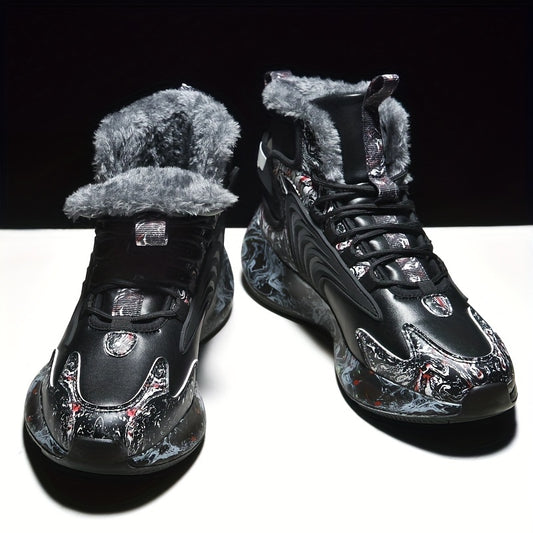 Men's Snow Boots Warm Fleece Cozy Non slip Ankle Boots Plush Comfy Outdoor Shoes