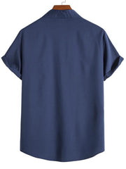 Men's Casual Stand Collar Short Sleeve Shirt