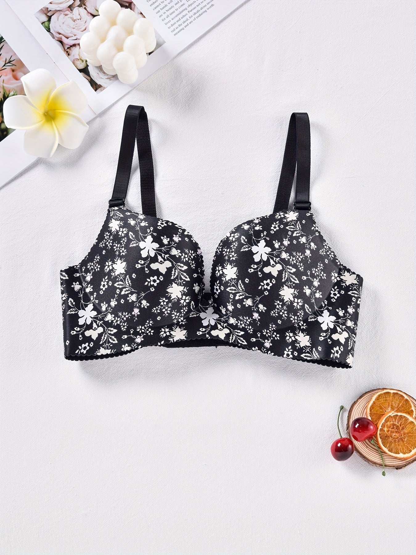 Floral Print Push Up Bra Women's Lingerie