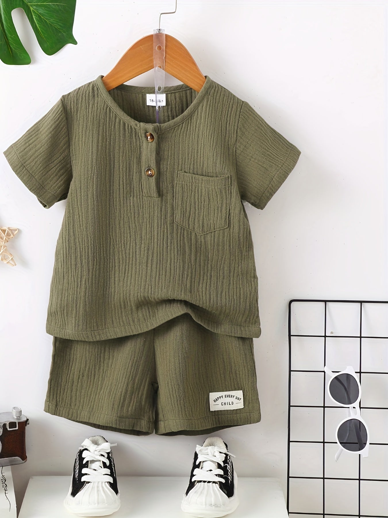 2pcs Little Boy Cotton Short Sleeve Polo Shirts & Shorts Set