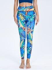 Leaf Printed Yoga Sports Leggings for Women's Activewear