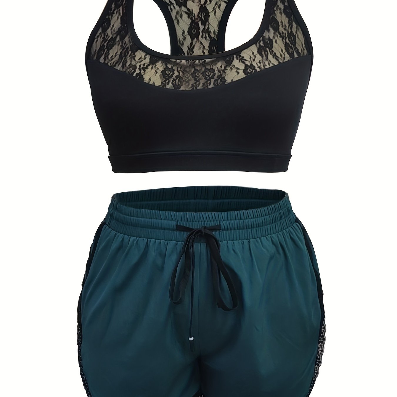 Lace Tank Top & Drawstring Shorts Set