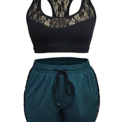 Lace Tank Top & Drawstring Shorts Set