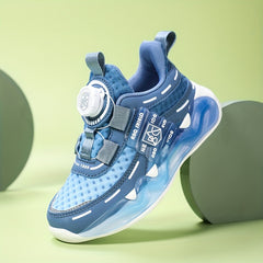 Boys Luminous Sneakers with Rotating Button Breathable Non-slip Shoes