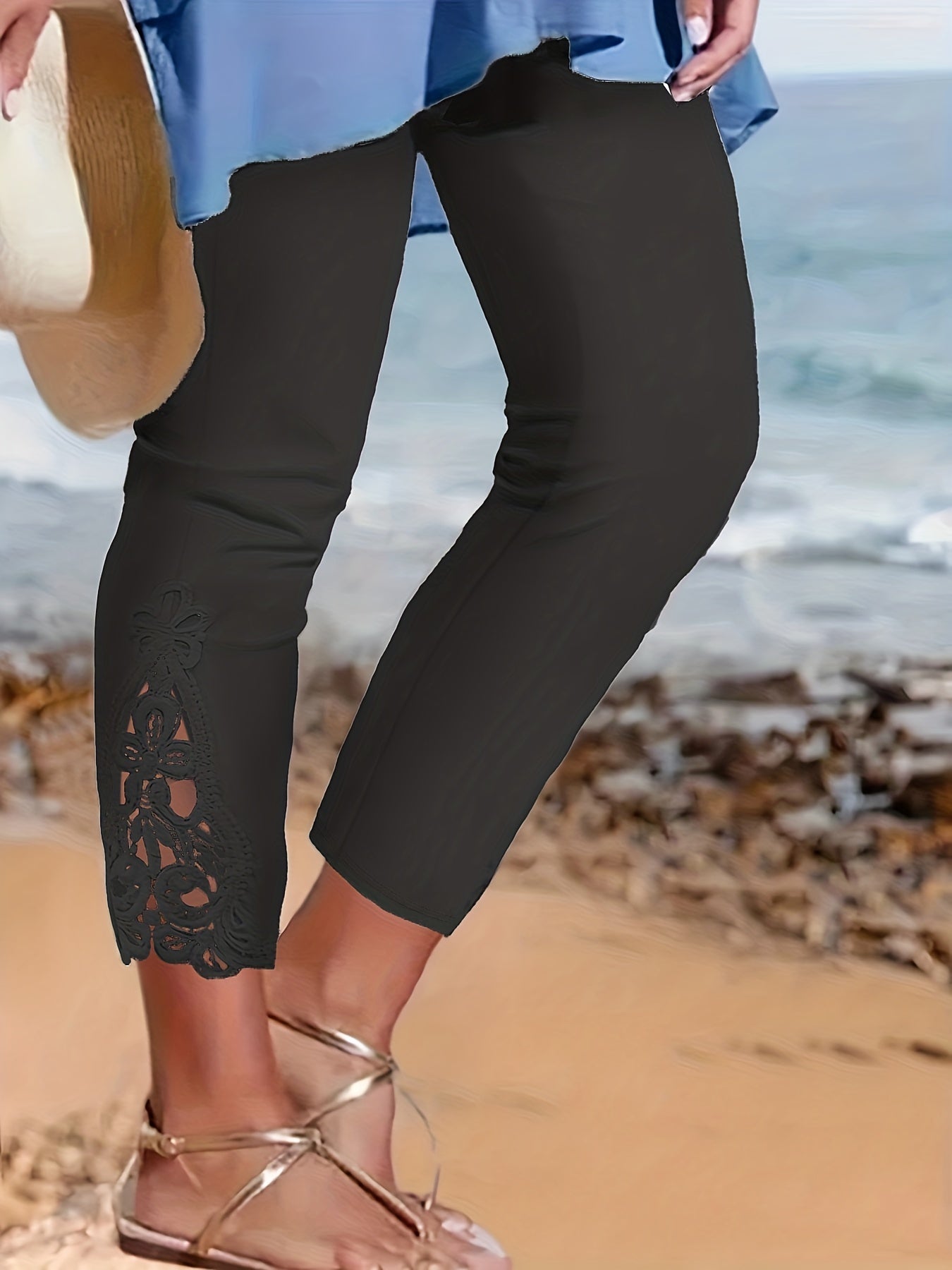 Lace Panel Skinny Pants
