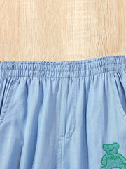 Girls Cartoon Bear Loose Casual Pockets Jeans Summer Clothes