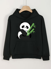 Panda Print Hoodie Girls Comfy Hooded Pullover Spring Fall Gift