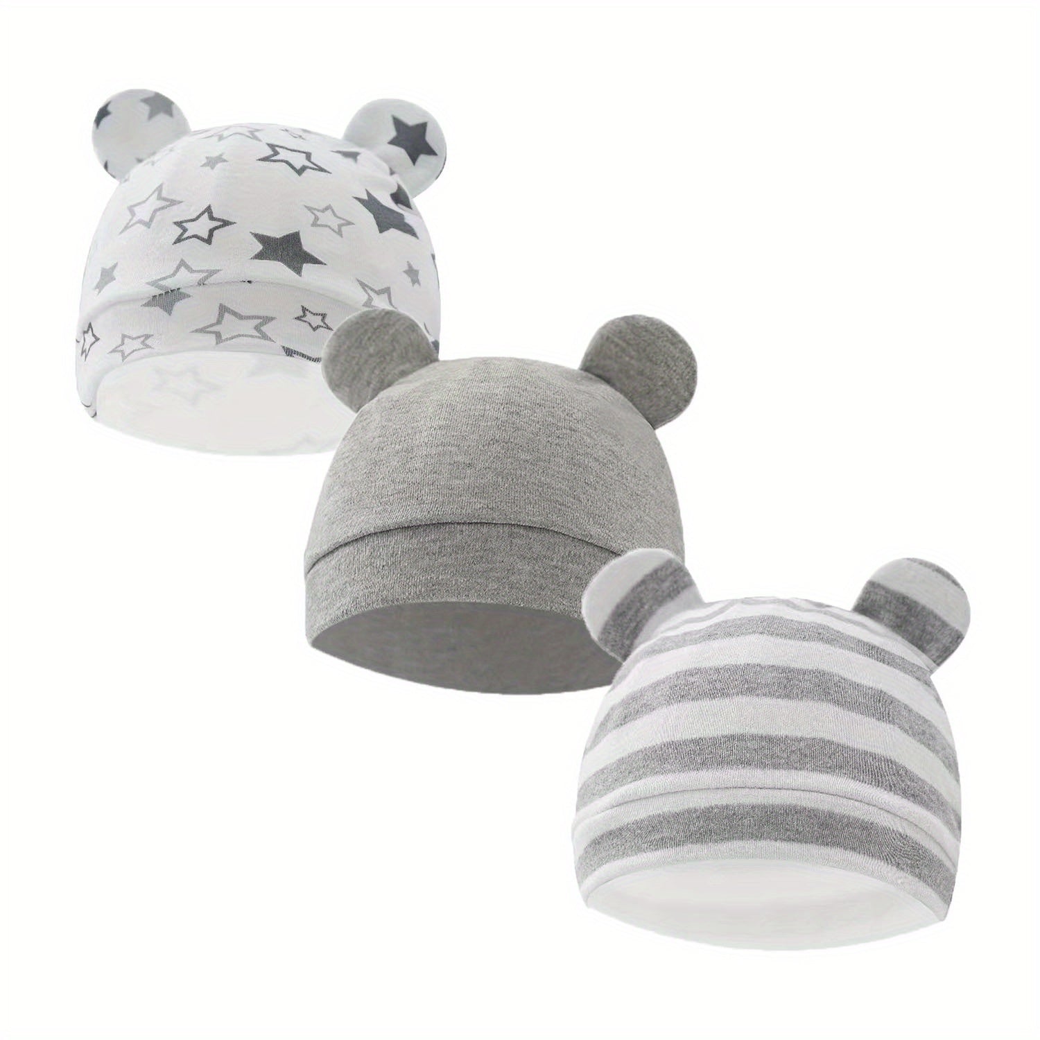 3pcs Baby Stripe Star Bear Ears Cap for Newborn Toddler Baby