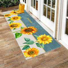 Sunflower Pattern Area Rug Non-Slip Long Carpet for Home Decor