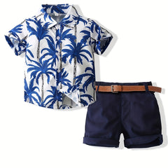 Boys Plaid Outfit Short Sleeves Casual Summer Kids Clothes