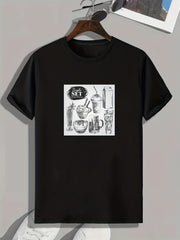 Drinks Print Men's Comfy T-shirt Active Stretch Tee for Summer