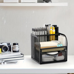 Metal Pen Holder Sticky Note Storage Box Desktop Drawer Type