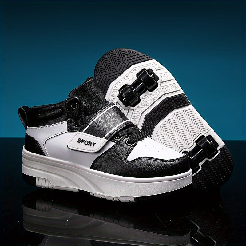 Boy's Roller Shoes - Hook and Loop Fastener Skate Sneakers Kids