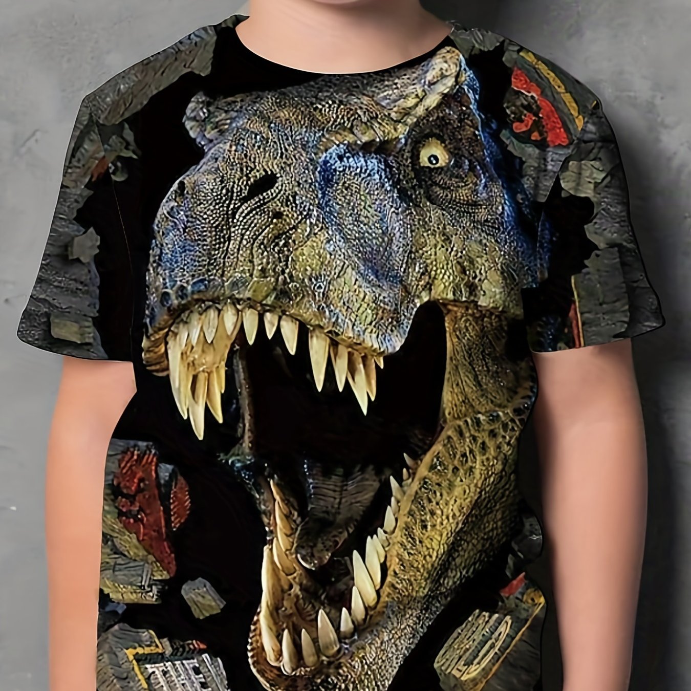 3D Dinosaur T Shirt for Kids Fun Graphic Stretchy Short Sleeves Unisex