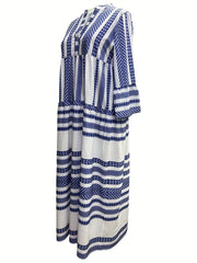 Colorblock Bell Sleeve Maxi Dress