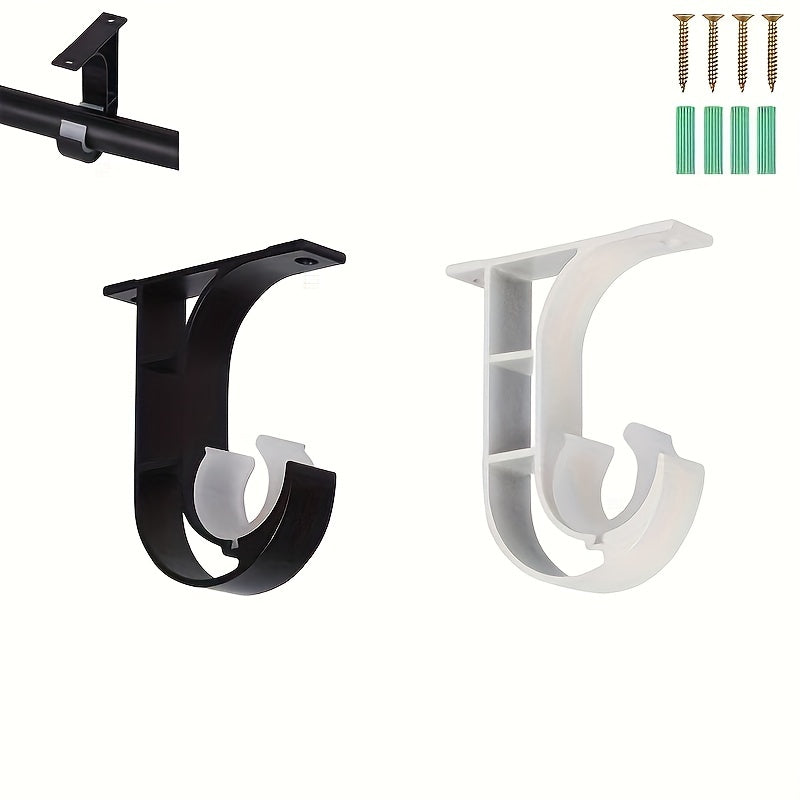 2pcs Metal Curtain Rod Bracket Wall Mount Shower Rod Holder Home Decor