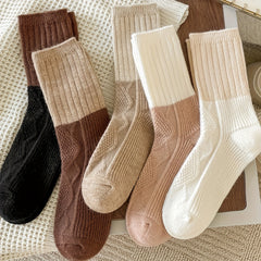 Colorblock Textured Mid Tube Socks Women's Stockings