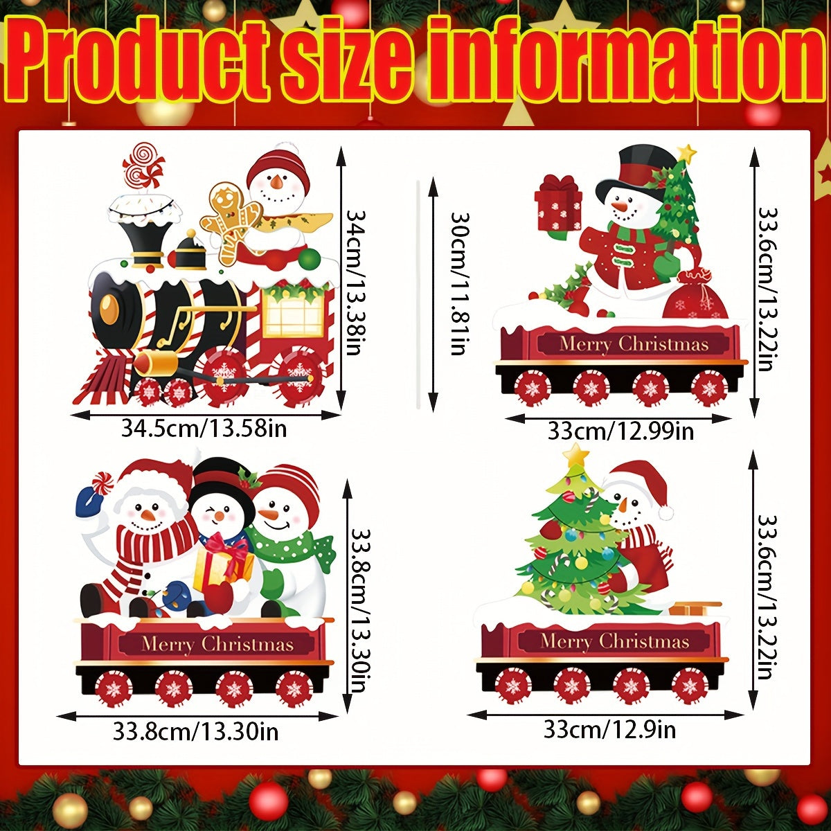 Christmas Train Yard Sign Santa Snowman Tree