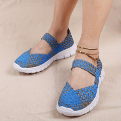 Women's Braided Flat Shoes Comfortable Elastic Slip On Walking Shoes