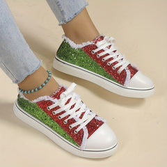 Women's Sequin Skate Shoes Lace Up Sport Shoes