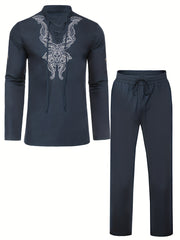 Boho Style Embroidery Men's 2-Piece Outfits Set