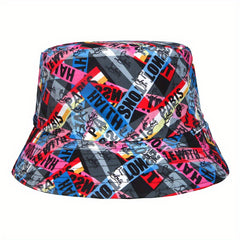 Street Hip Hop Print Bucket Hat Outdoor Sunscreen Wide Brim Cap