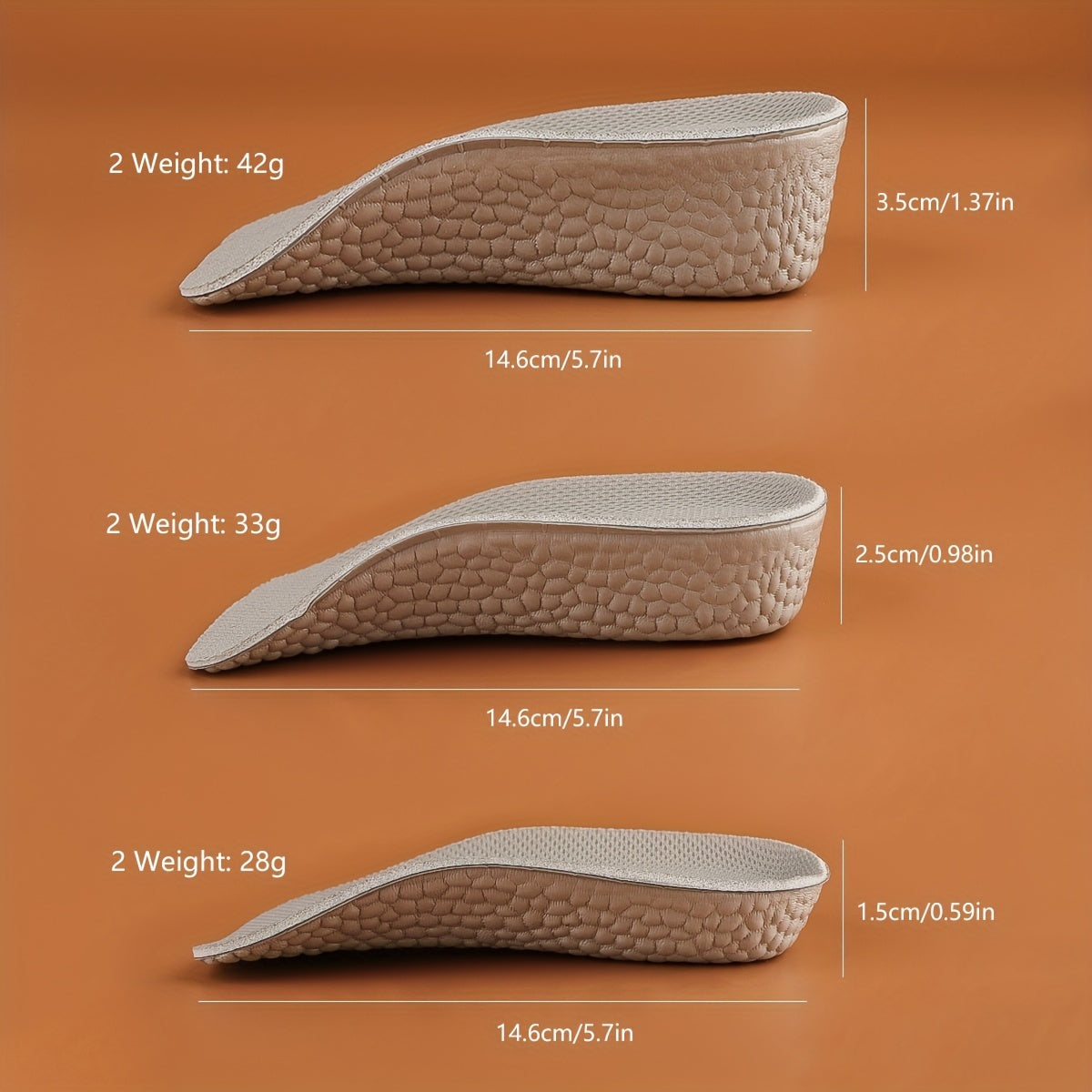 2pcs 1.5 3.0 59.1 38in Invisible Height Increase Insoles
