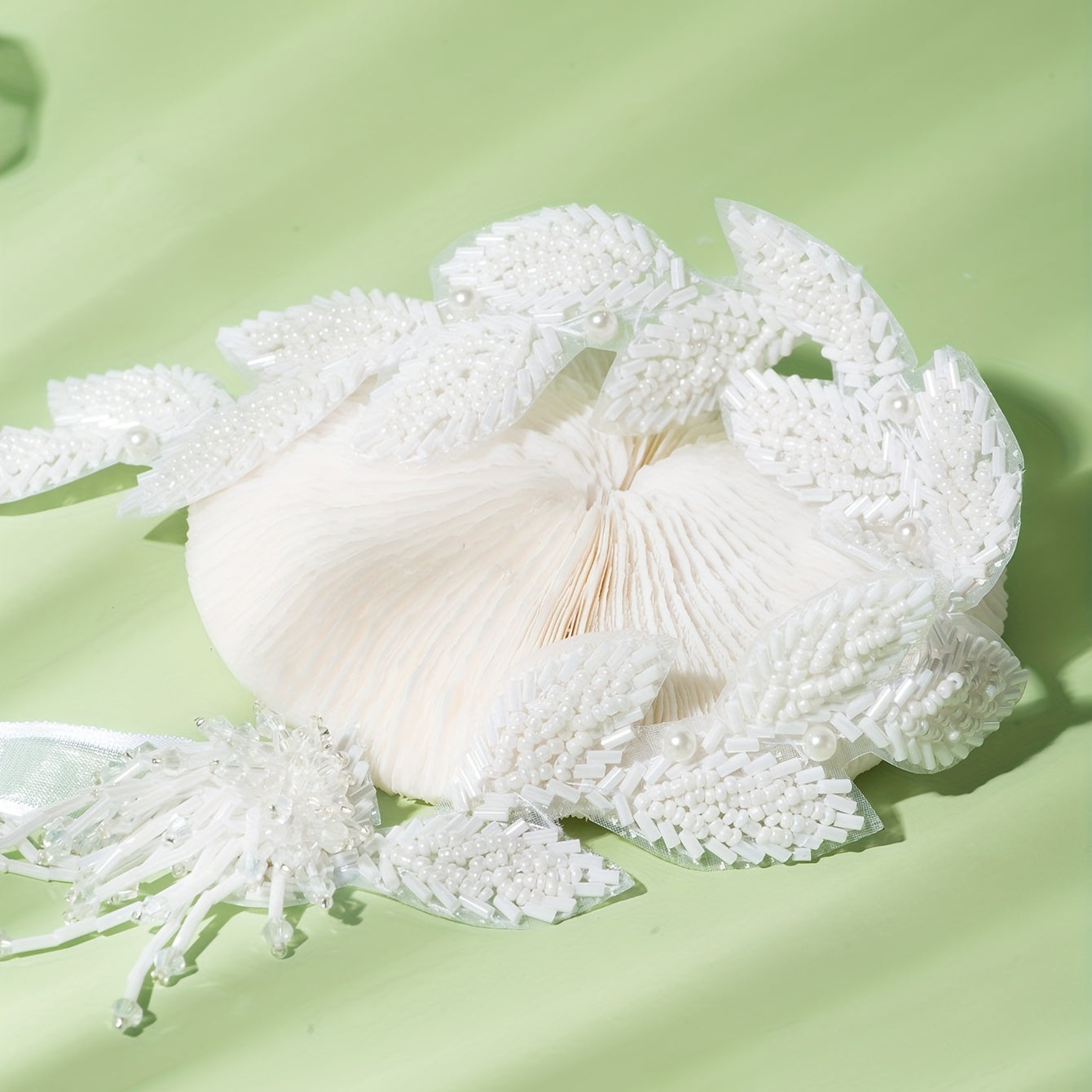 Floral Headband Bridal Hair Accessory with Pearl Detail